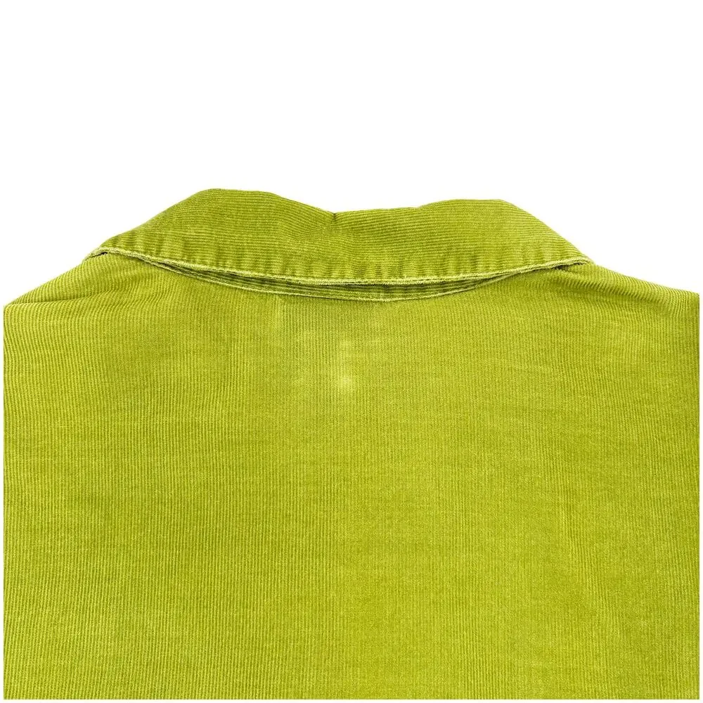 J Jill Corduroy Tunic Button Down Shirt Womens L Chartreuse Green Lightweight